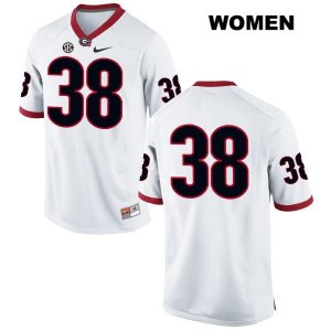Women's Georgia Bulldogs NCAA #38 Joseph Hull Nike Stitched White Authentic No Name College Football Jersey NOI8354SS